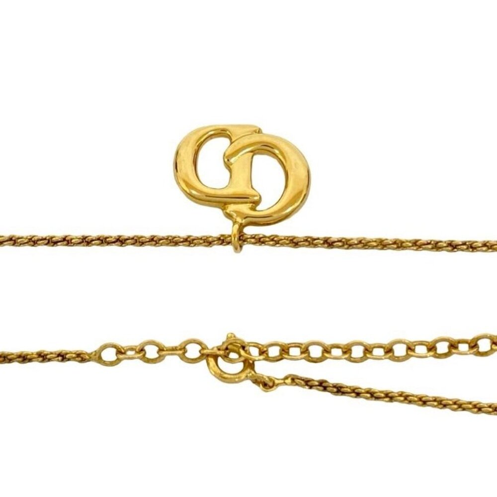 Christian Dior Vintage CD Logo Necklace Pendant Choker Accessory Gold 652-3 - Picture 3 of 5